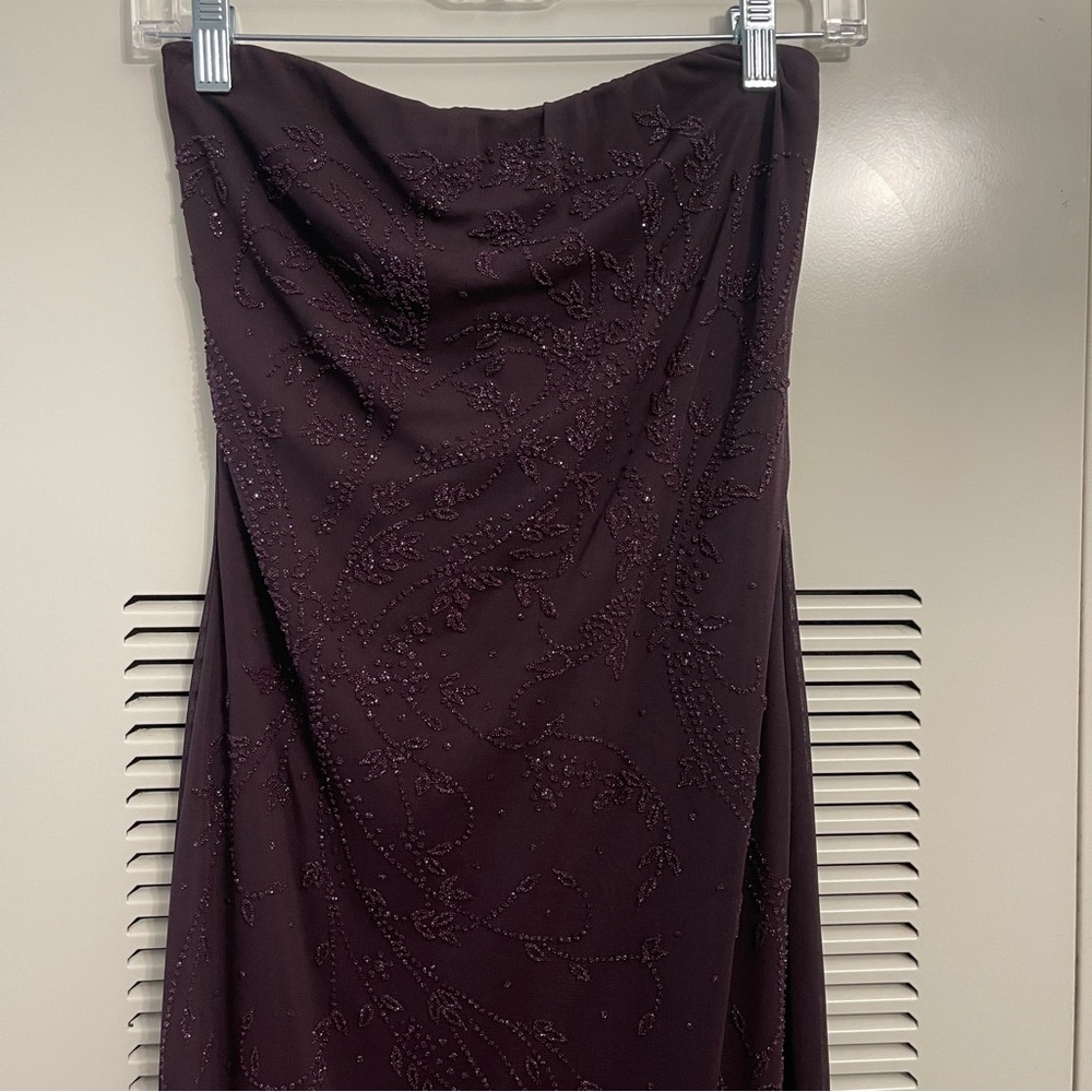 Y2K Plum Purple Maxi with Slit Strapless Dress